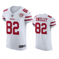 Nike San Francisco 49ers 82 Ross Dwelley White Men 75th Anniversary Stitched NFL Vapor Untouchable Elite Jersey