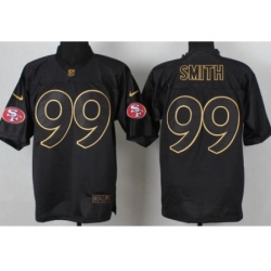 Nike San Francisco 49ers 99 Aldon Smith Black Elite PRO Gold Lettering Fashion NFL Jersey