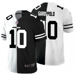 San Francisco 49ers 10 Jimmy Garoppolo Men Black V White Peace Split Nike Vapor Untouchable Limited NFL Jersey