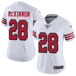 Nike 49ers #28 Jerick McKinnon White Rush Womens Stitched NFL Vapor Untouchable Limited Jersey