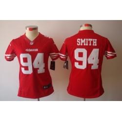 Women Nike San Francisco 49ers #94 Justin Smith Red Color[NIKE LIMITED Jersey]