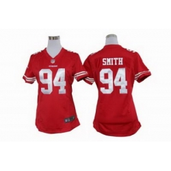 Women Nike San Francisco 49ers #94 Justin Smith Red Jersey