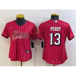 Women San Francisco 49ers 13 Brock Purdy New Red With Patch Cool Base Stitched Baseball JerseyS