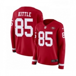 Womens Nike San Francisco 49ers 85 George Kittle Limited Red Therma Long Sleeve NFL Jersey