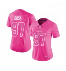 Womens San Francisco 49ers 97 Nick Bosa Limited Pink Rush Fashion Football Jersey