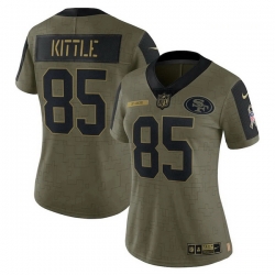 Women's San Francisco 49ers George Kittle Nike Olive 2021 Salute To Service Limited Player Jersey