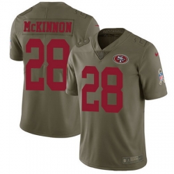 Nike 49ers #28 Jerick McKinnon Olive Youth Stitched NFL Limited 2017 Salute to Service Jersey