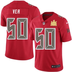 Men Nike Tampa Bay Buccaneers 50 Vita Vea Red Men Super Bowl LV Champions Patch Stitched NFL Limited Rush Jersey