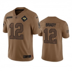 Men Tampa Bay Buccaneers 12 Tom Brady 2023 Brown Salute To Service Limited Stitched Jersey