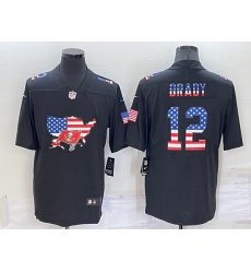 Men Tampa Bay Buccaneers 12 Tom Brady Black USA Flag Limited Stitched Jersey