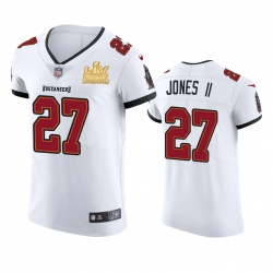 Men Tampa Bay Buccaneers 27 Ronald Jones II Men Super Bowl LV Champions Patch Nike White Vapor Elite Jersey