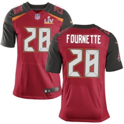 Men Tampa Bay Buccaneers 28 Leonard Fournette Red Team Color Men Super Bowl LV Bound Stitched NFL Vapor Untouchable Elite Jersey