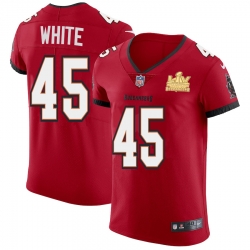 Men Tampa Bay Buccaneers 45 Devin White Men Super Bowl LV Champions Patch Nike Red Vapor Elite Jersey