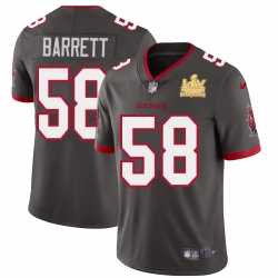 Men Tampa Bay Buccaneers 58 Shaquil Barrett Men Super Bowl LV Champions Patch Nike Pewter Alternate Vapor Limited Jersey