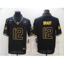 Nike Tampa Bay Buccaneers 12 Tom Brady Black Gold 2020 Salute To Service Limited Jersey