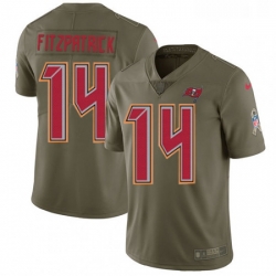 Youth Nike Tampa Bay Buccaneers 14 Ryan Fitzpatrick Limited Olive 2017 Salute to Service NFL Jersey