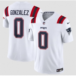 Men New England Patriots  0 Christian Gonzalez White 2026 F U S E  Vapor Limited Stitched Football Jersey
