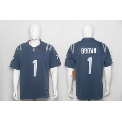 Men New England Patriots  1 A J  Brown Storm Blue 2026 F U S E   Rivalries  Vapor Limited Stitched Football Jersey