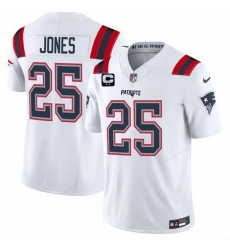 Men New England Patriots  25 Marcus Jones White 2026 F U S E  2 Star C Pach Vapor Limited Stitched Football Jersey