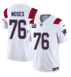 Men New England Patriots  76 KMorgan Moses White 2026 F U S E  3 Star C Pach Vapor Limited Stitched Football Jersey