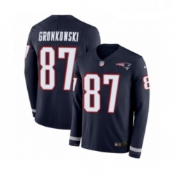 Mens Nike New England Patriots 87 Rob Gronkowski Limited Navy Blue Therma Long Sleeve NFL Jersey