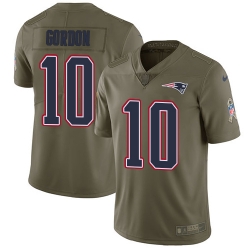 Nike Patriots #10 Josh Gordon Olive Men Stitched NFL Limited 2017 Salute To Service Jersey