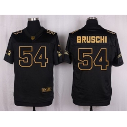 Nike Patriots #54 Tedy Bruschi Black Mens Stitched NFL Elite Pro Line Gold Collection Jersey