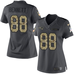 Nike Patriots #88 Martellus Bennett Black Womens Stitched NFL Limited 2016 Salute to Service Jersey