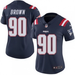 Nike Patriots #90 Malcom Brown Navy Blue Womens Stitched NFL Limited Rush Jersey