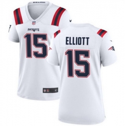 Women New England Patriots 15 Ezekiel Elliott White Stitched Jersey  Run Small