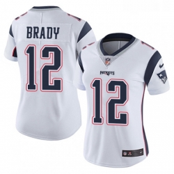 Womens Nike New England Patriots 12 Tom Brady White Vapor Untouchable Limited Player NFL Jersey