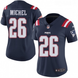 Womens Nike New England Patriots 26 Sony Michel Limited Navy Blue Rush Vapor Untouchable NFL Jersey