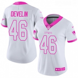 Womens Nike New England Patriots 46 James Develin Limited WhitePink Rush Fashion NFL Jersey