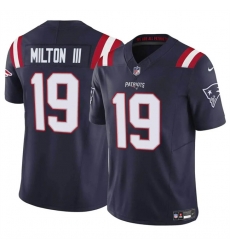 Youth New England Patriots 19 Joe Milton III Navy 2024 F U S E Vapor Limited Stitched Football Jersey