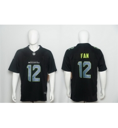 Men Seattle Seahawks  12 Fan Black 2026 F U S E  Vapor Untouchable Limited Stitched Football Jersey