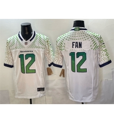 Men Seattle Seahawks 12 Fan White 2025 F U S E   Rivalries Vapor Untouchable Limited Stitched Football Jersey