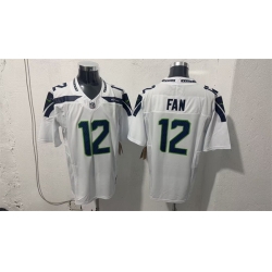 Men Seattle Seahawks  12 Fan White 2026 F U S E  Vapor Untouchable Limited Stitched Football Jersey