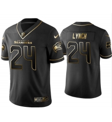 Men Seattle Seahawks 24 Marshawn Lynch Black Gold Stitched Limited NFL Jersey