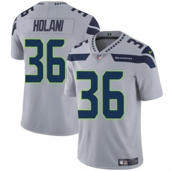 Men Seattle Seahawks 36 George Holani Grey Vapor Limited Stitched Football Jersey