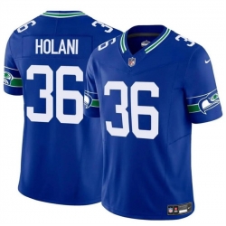 Men Seattle Seahawks 36 George Holani Royal 2024 F U S E Throwback Vapor Limited Stitched Football Jersey