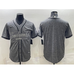 Men Seattle Seahawks Blank Grey With Patch Cool Base Stitched Baseball Jersey