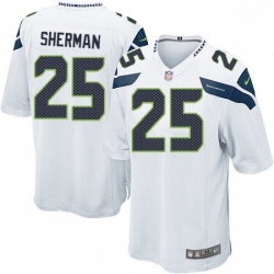 Mens Nike Seattle Seahawks 25 Richard Sherman Game White NFL Jersey