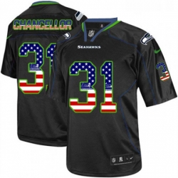 Mens Nike Seattle Seahawks 31 Kam Chancellor Elite Black USA Flag Fashion NFL Jersey