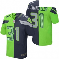 Mens Nike Seattle Seahawks 31 Kam Chancellor Elite NavyGreen Split Fashion NFL Jersey