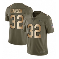 Mens Nike Seattle Seahawks 32 Chris Carson Limited OliveGold 2017 Salute to Service NFL Jersey