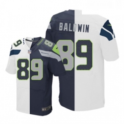 Mens Nike Seattle Seahawks 89 Doug Baldwin Elite NavyWhite Split Fashion NFL Jersey