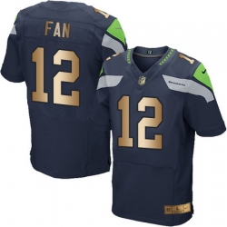 Nike Seahawks #12 Fan Steel Blue Team Color Mens Stitched NFL Elite Gold Jersey