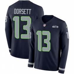 Nike Seahawks 13 Phillip Dorsett Steel Blue Team Color Men Stitched NFL Limited Therma Long Sleeve Jersey