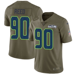 Nike Seahawks #90 Jarran Reed Olive Mens Stitched NFL Limited 2017 Salute to Service Jersey