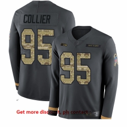 Seahawks 95 L J  Collier Anthracite Salute to Service Men Stitched Football Limited Therma Long Sleeve Jersey